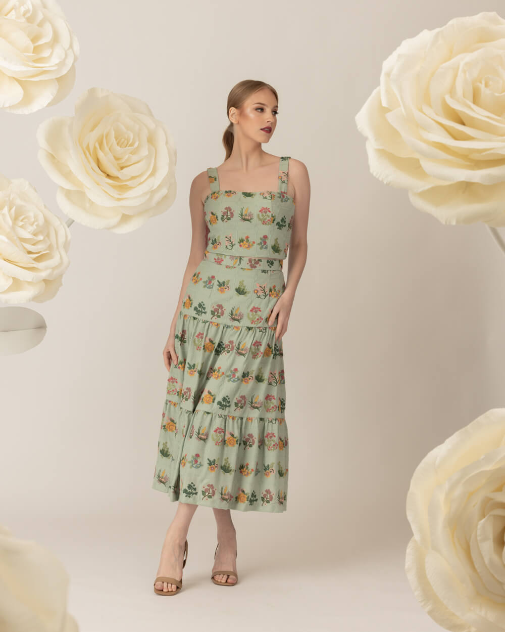 070A6042 Francoise Skirt in Sage - Image 1